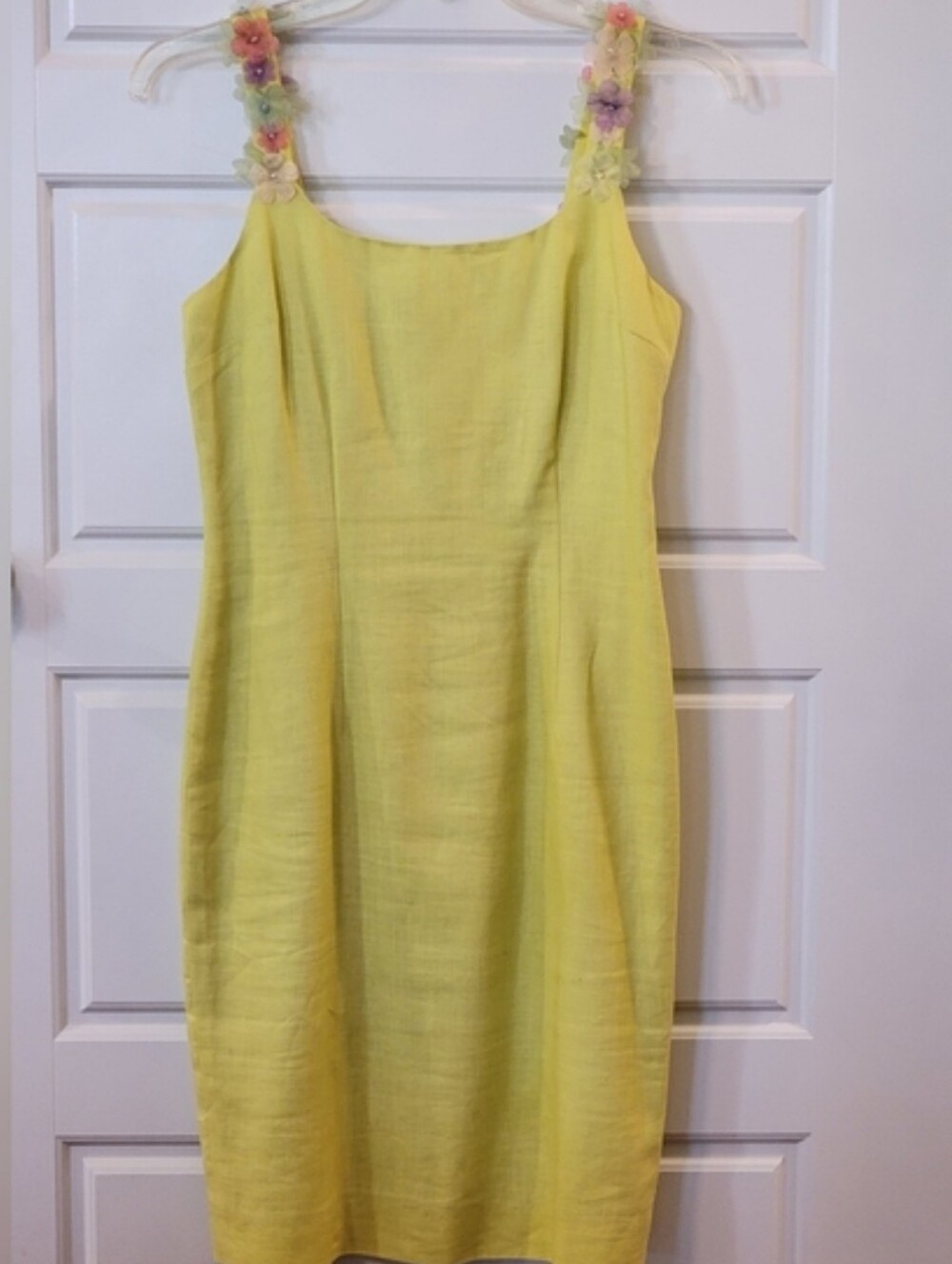 Vintage Althuser Linen-Blend Yellow Floral Strap Sundress 100% Linen Size 2 - Picture 4 of 16
